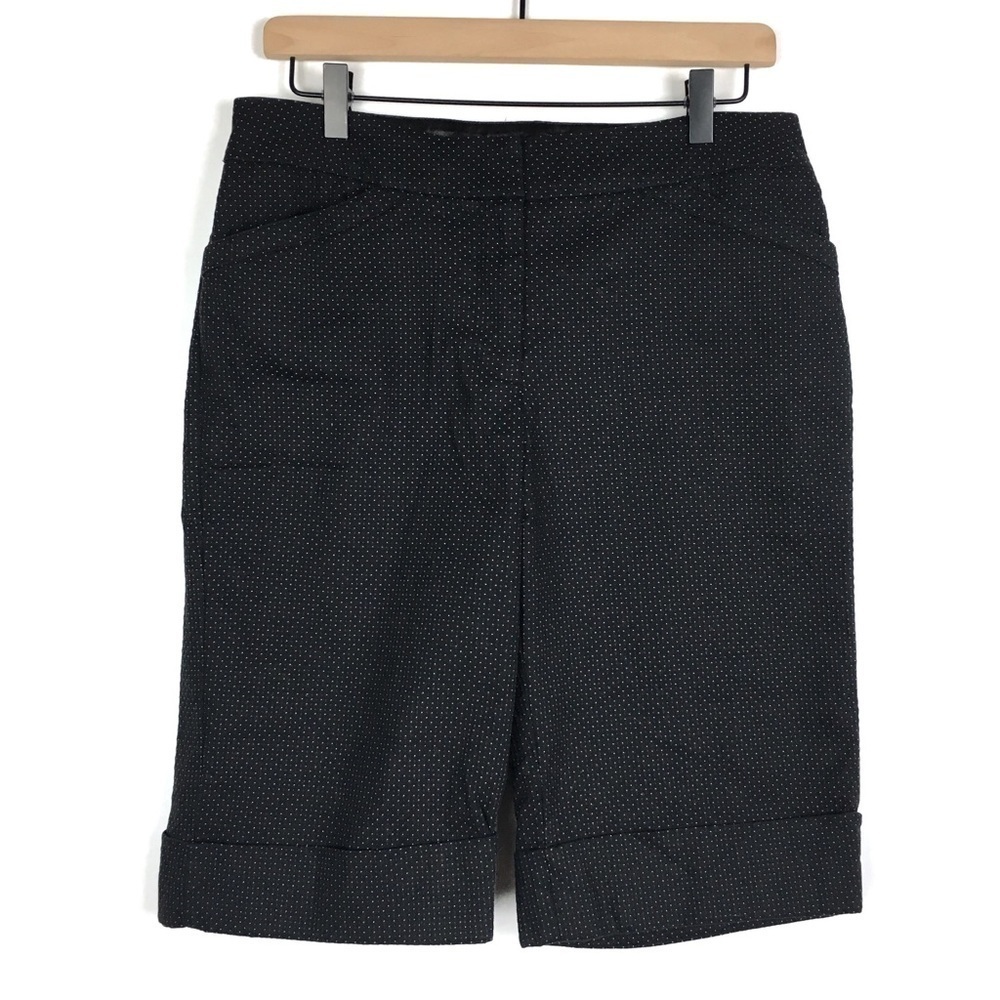 WHITE HOUSE BLACK MARKET Shorts Bermuda Knee Length Swiss Dots Minimalist Size 8